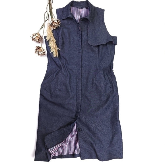 LIZ Claiborne Blue Denim Lined Button Down Dress Sz 16 - Picture 13 of 13